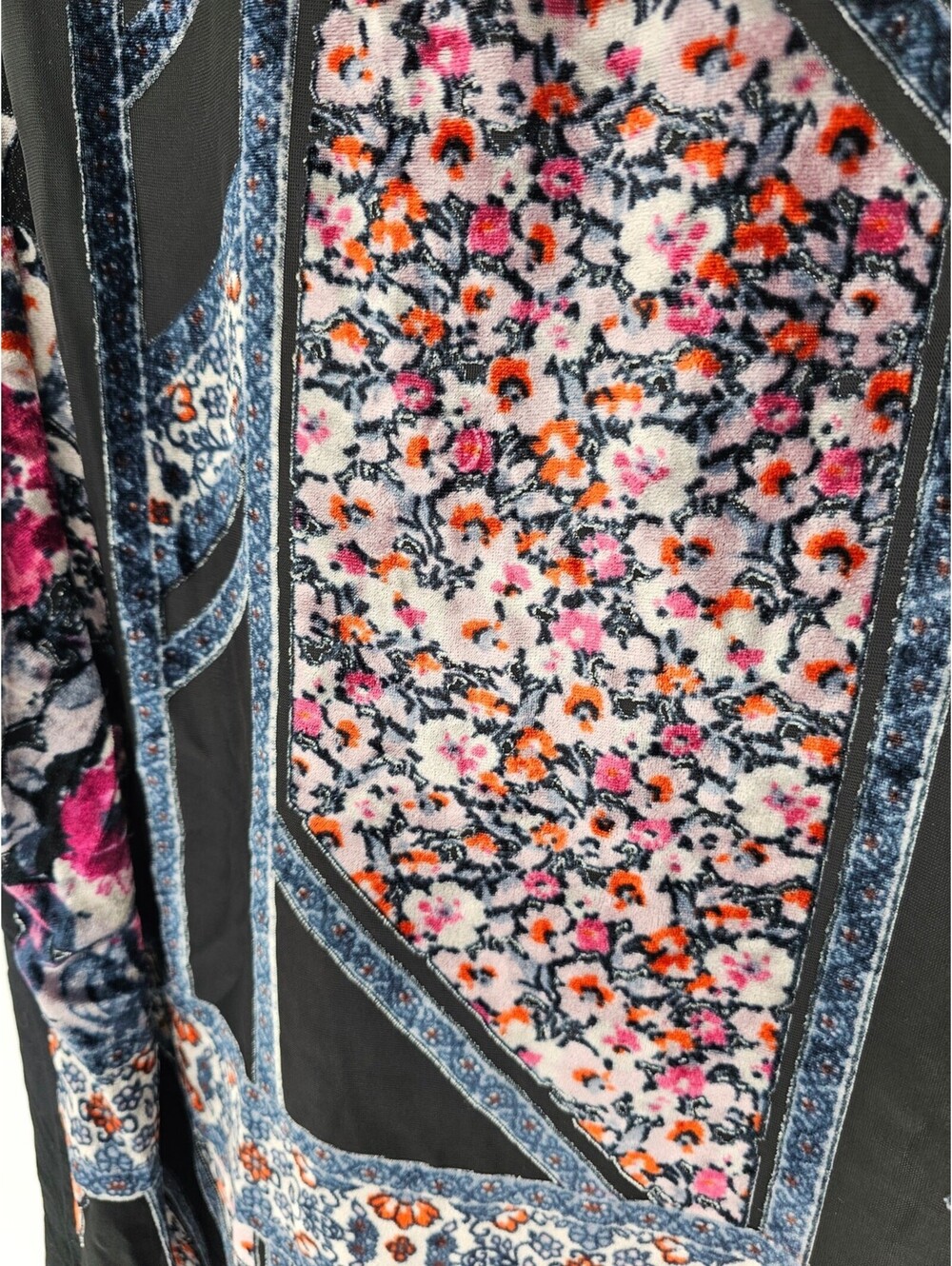 Gypsies & Moondust Women's Sleeveless Floral Print Black Velvet Boho Top Size XL - Picture 2 of 5